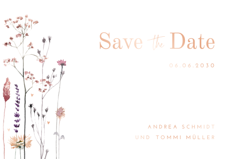 Save-the-Date Karte mit dezenten "Bohemian Flowers"