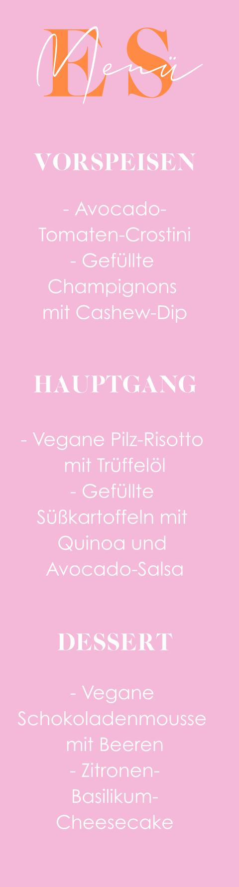 Colorblocking Menükarte in pink und orange, Set von 4 Stück
