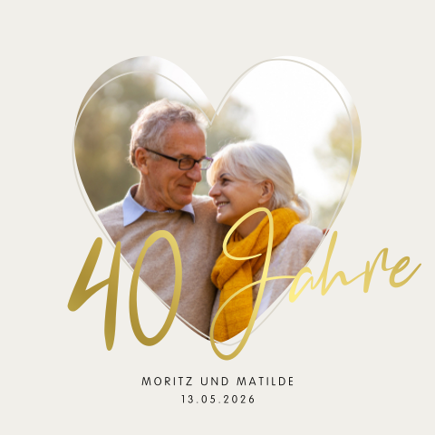 Einladung zum 40. Hochzeitstag mit Foto in Herz