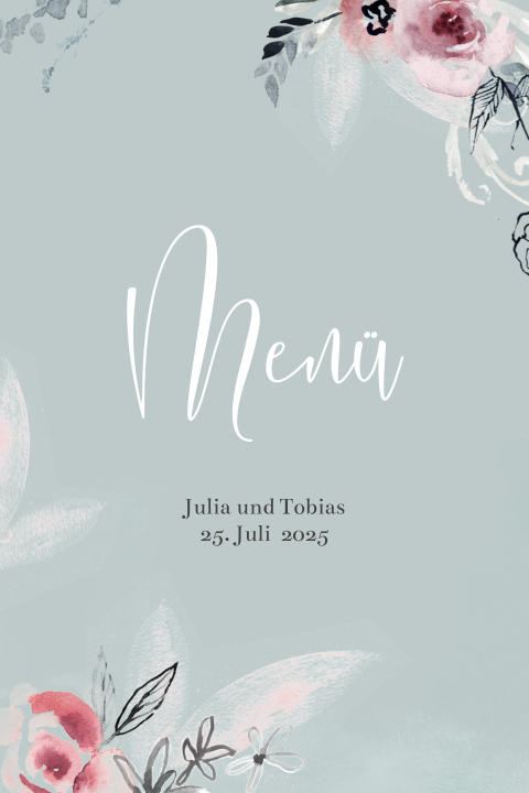 Menükarte in zarten Farbtönen
