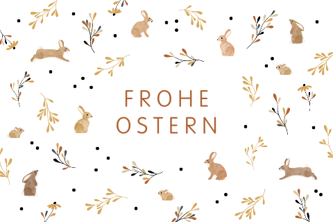 Vintage Osterkarte mit Hasen und Zweigen