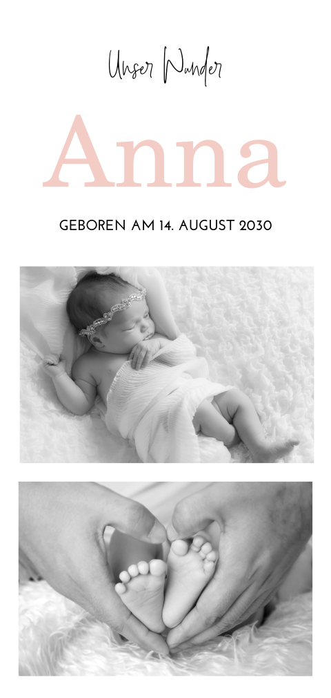 Fotostreifen Dankeskarte und rosa Hintergrund
