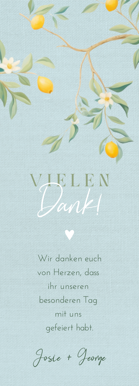 Mediterrane Dankeskarte mit eigenem Foto und Zitronen | 3 Stück