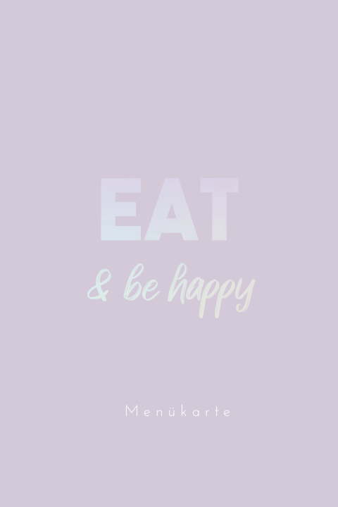 Menükarte mit holografischer Folie und lila Hintergrund