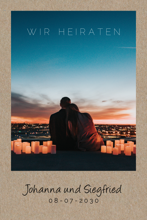 Kraftlook Hochzeitseinladung im Polaroid-Look