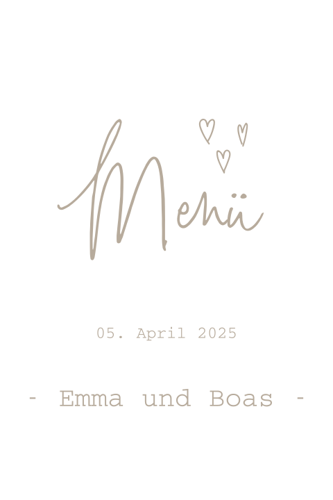 Menükarte mit Herzen - Hochformat
