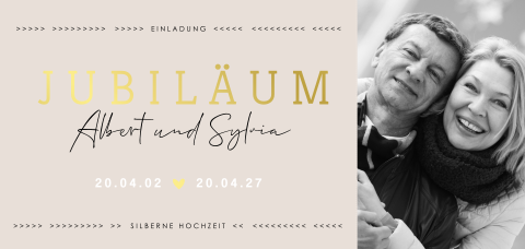 Einladung Silberhochzeit 25 Jahre mit Golddruck