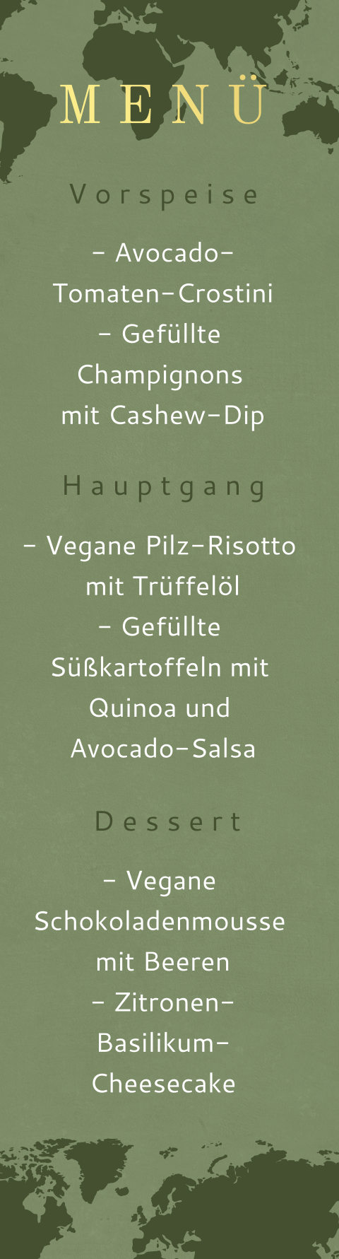 Menükarte im Fotostreifenformat mit Weltkarte, Set von 4 Stück