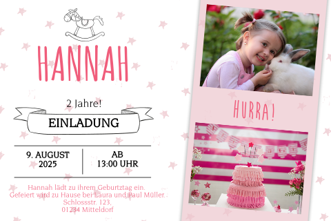 Liebe Einladungskarte mit rosa Sternchen