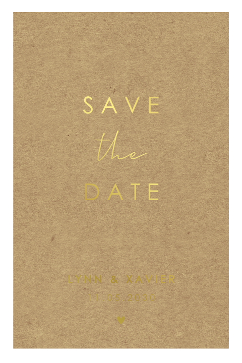Goldfolie Save the Date im Kraftlook mit Herz