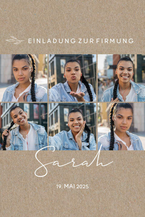 Einladung zur Firmung mit vielen Fotos und Zweig