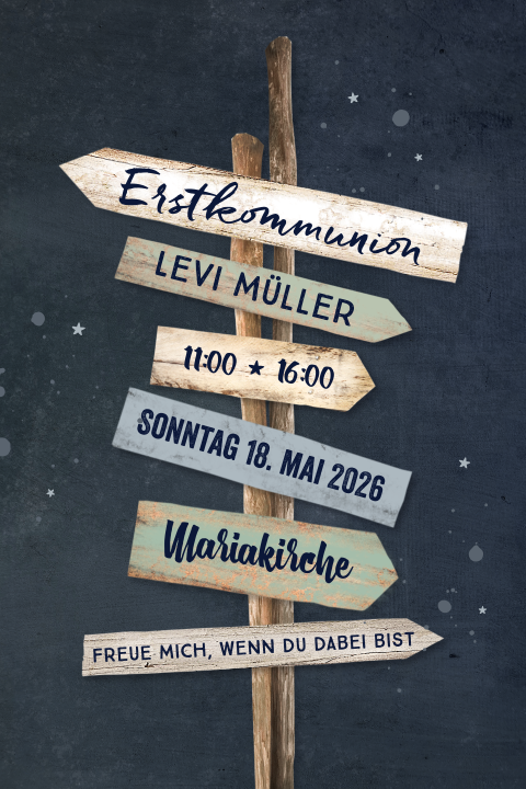 Einladung zur Kommunion mit Wegweiser