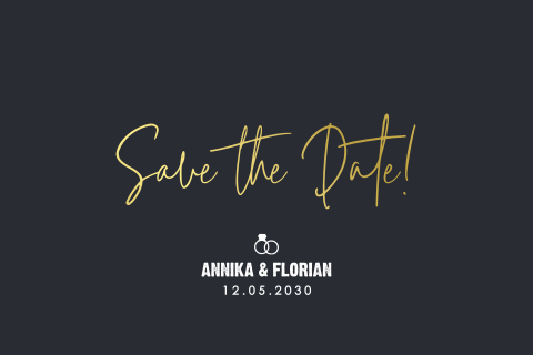 Moderne Save the date Karte mit Goldfolie und Symbolen