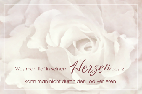 Dankeskarte Trauer mit Hintergrund aus Rosen