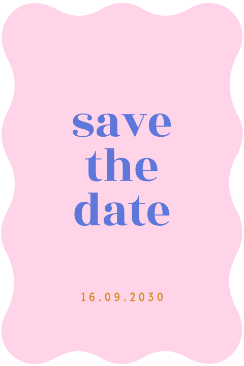 Colourblocking Save the date Karte mit Wellenrand