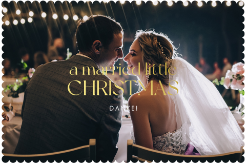 Originelle weihnachtliche Dankeskarte zur Hochzeit mit Foto und Goldfolie