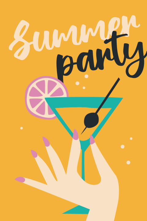 Summerparty-Einladung mit Cocktail
