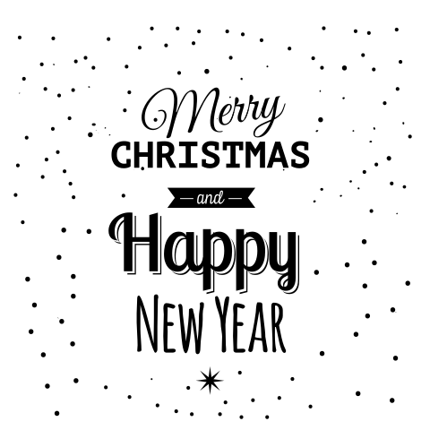 Typografische Weihnachtskarte in Schwarzweiss