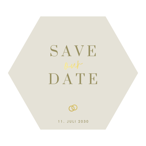Save the date-Karte in Hexagon-Form