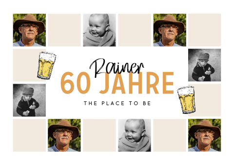 Tischset 60. Geburtstag mit vielen Fotos und Bierglas