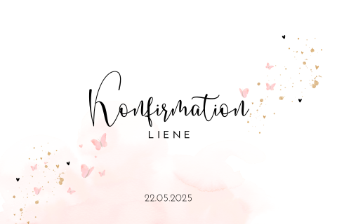 Einladung zur Konfirmation mit Schmetterlingen und Aquarellfarben