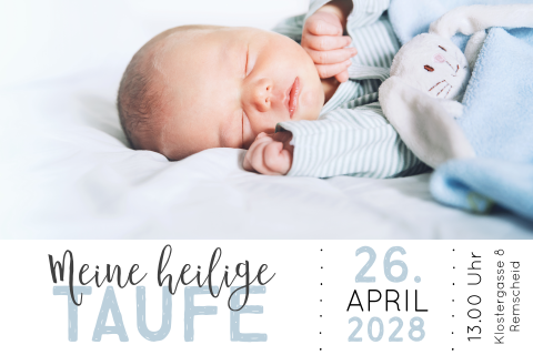 Hübsche doppelseitige Einladung zur Taufe mit Foto