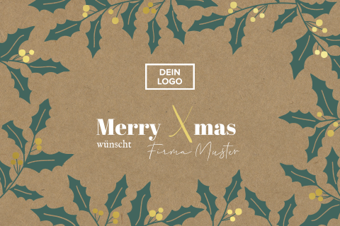 Geschäftliche Weihnachskarte mit Beeren und Zweige