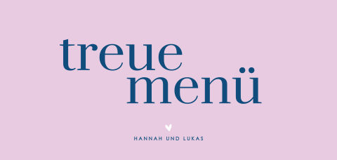 Minimalistische Menükarte im Color-Blocking Stil mit Herzen