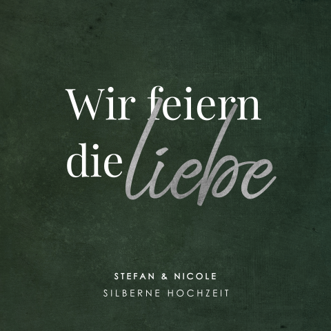 Tolle dunkelgrüne Einladung zur Silberhochzeit mit Fotos