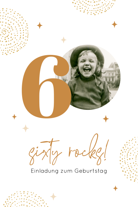 Hippe doppelseitige Einladung zum 60sten Geburtstag mit Foto