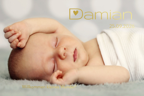 Coole unisex Geburtskarte mit großem Foto und Foliendruck