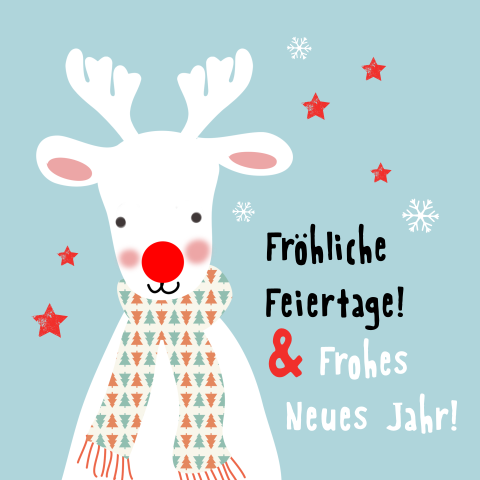Illustrative Weihnachtskarte mit Rudolf the red-nosed Reindeer