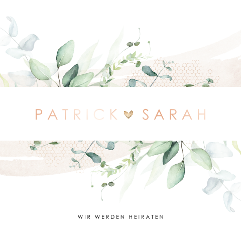 Hochzeitseinladung mit Zweigen und Aquarell