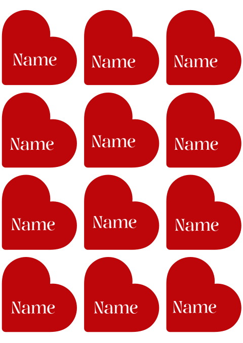 Colorblocking Namenskarten in roter Herzform mit optionaler Menükarte