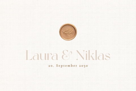 Stilvolle Hochzeitskarte mit Leinenoptik und optionalem Wachssiegel