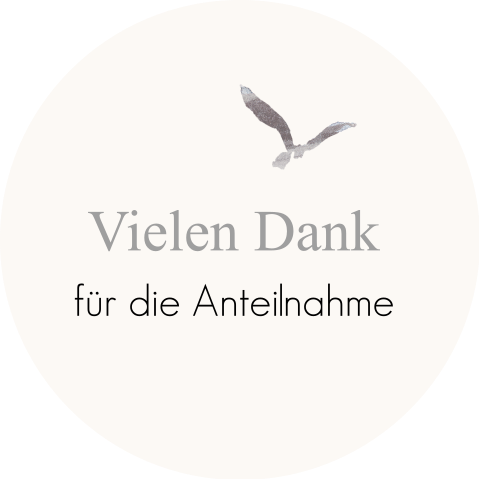 Aufkleber Trauer in Grautönen mit Vogel in Aquarell