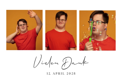 Moderne Danksagungskarte für Firmung mit drei Fotos