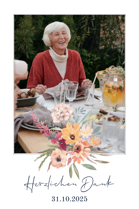 Florare Danksagung zum Geburtstag mit großem Foto