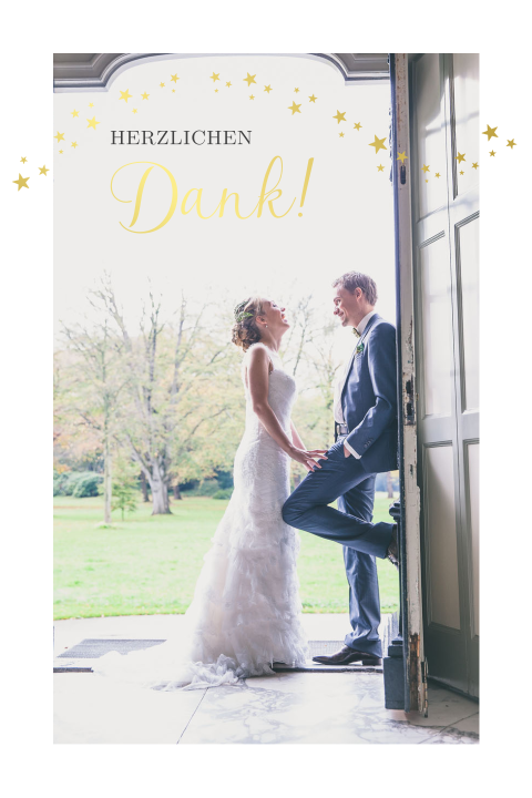 Dankes- und Weihnachtskarte mit Foto und Goldfolie