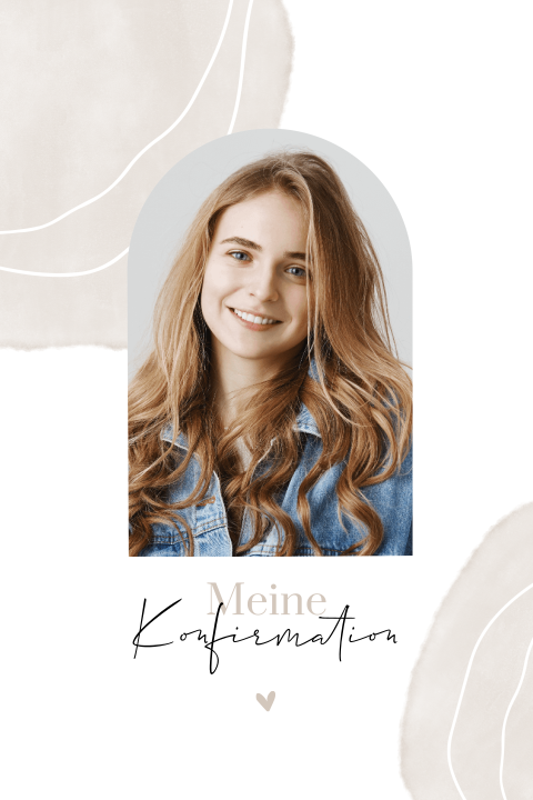 Einladung zur Konfirmation mit Foto mit Aquarell - Elementen und Foto