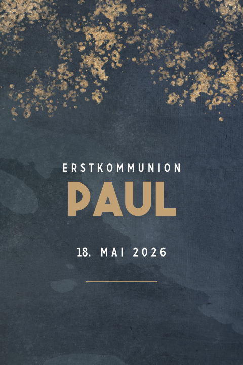 Einladung zur Kommunion mit Goldelementen
