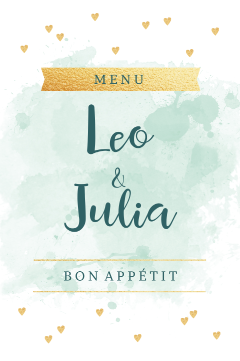 Stilvolle Menükarte mit goldfarbenen Elementen