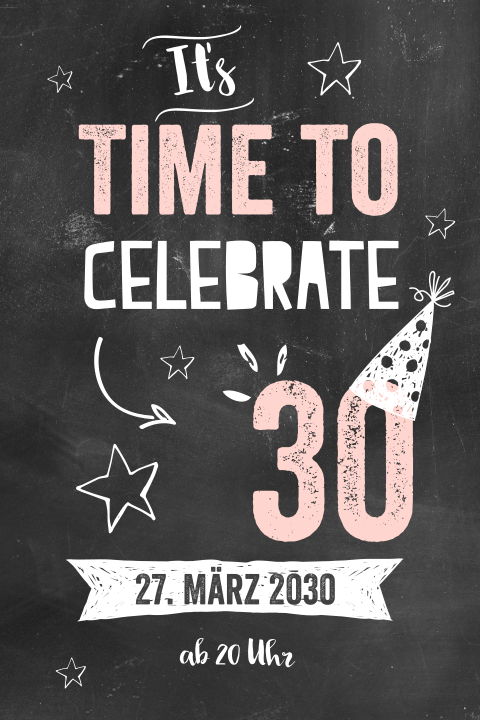 Einladung zum 30sten im modernen Handlettering-Look