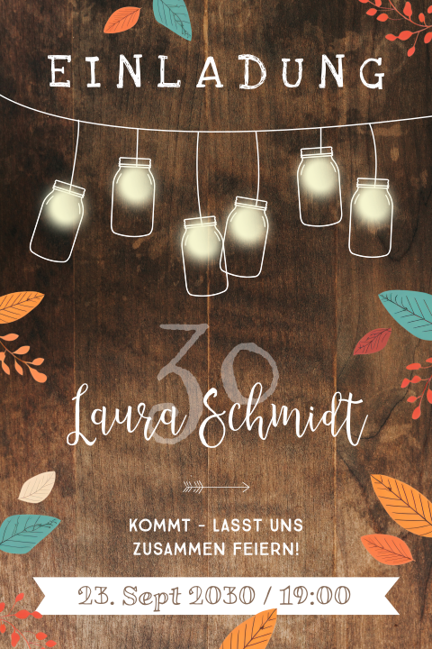 Geburtstagseinladung zum 30sten in Herbststimmung