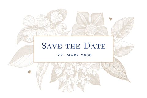 Klassische Save the Date Karte mit braune Blumen