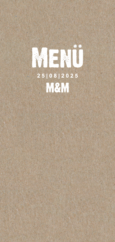 Menükarte mit rosa Herzen auf Kraftpapier