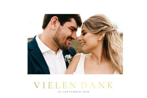 Schlichte Dankeskarte mit Foliendruck und Foto