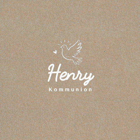 Kraftpapier Einladung zur Kommunion mit Taube