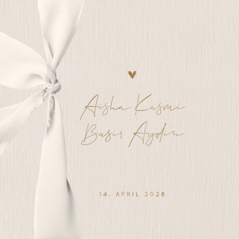 Schlichte Hochzeitskarte in rosa mit optionalem Seidenband