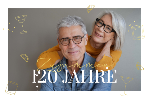 Hübsche Einladung zur Doppelgeburtstag-Gartenparty mit Foto